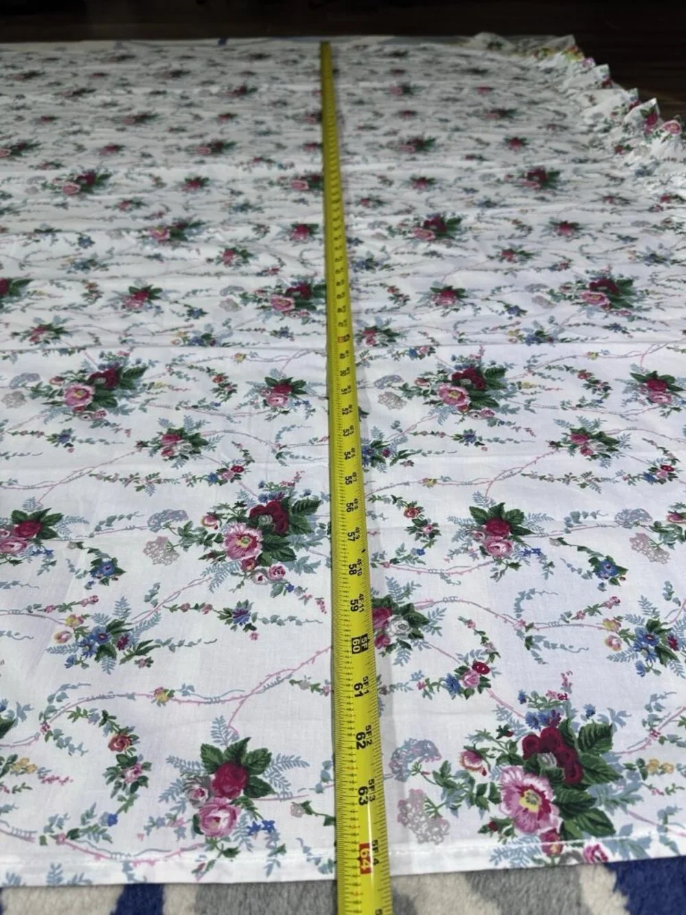 Ralph Lauren Ruffle Twin XL Flat Sheet Cottagecore Floral Shabby Chic Vintage